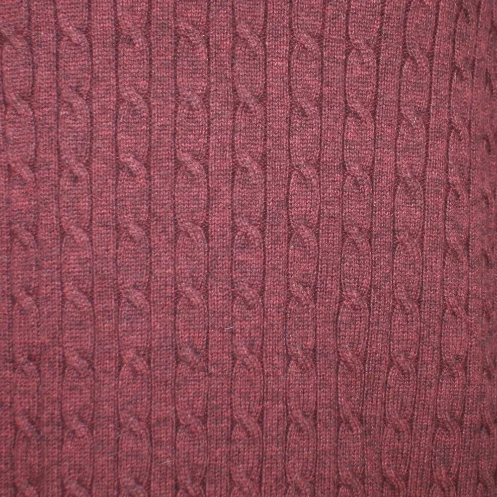 ROUNDTREE & YORKE Vest Knit Wool Blend Cable Stitch Striped V-Neck Burgundy M